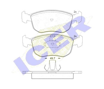 Комплект спирачни накладки Ultra Premium ICER за FORD MONDEO I (GBP) седан от 1993 до 1996