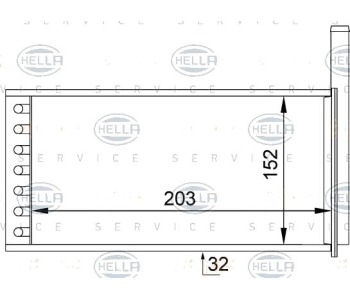 Топлообменник, отопление на вътрешното пространство HELLA 8FH 351 313-231 за FORD ORION III (GAL) от 1990 до 1996