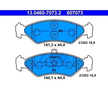 Комплект спирачни накладки ATE за MAZDA 121 III (JASM, JBSM) от 1996 до 2003