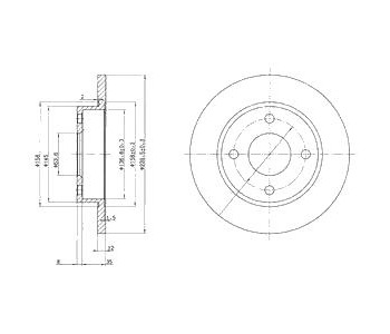 Спирачен диск плътен Ø240mm DELPHI за FORD FIESTA IV (J5, J3) ван от 1996 до 2003