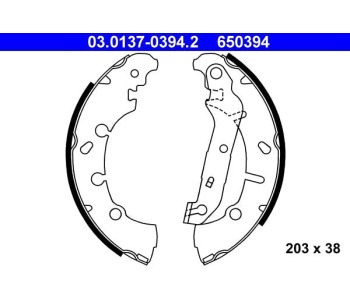 Комплект спирачни челюсти ATE за FORD KA (RL2) кабрио от 2003 до 2005