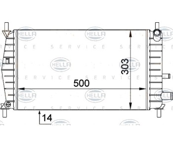 Радиатор, охлаждане на двигателя HELLA 8MK 376 720-261 за FORD FIESTA IV (JA, JB) от 1995 до 2002