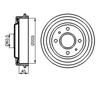 Спирачен барабан BOSCH за FORD FIESTA (F3L, F5L) товарен от 1991 до 1996