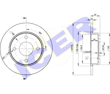 Спирачен диск плътен Ø240mm ICER за FORD KA (RB) от 1996 до 2008