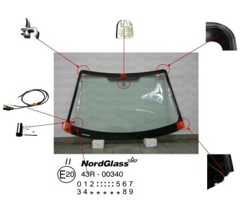 Челно стъкло NordGlass за FORD FOCUS I (DAW, DBW) от 1998 до 2004