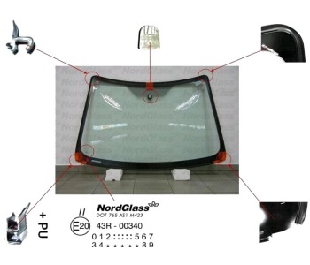 Челно стъкло NordGlass за FORD FOCUS II (DA, HCP) от 2004 до 2012