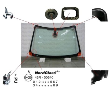 Челно стъкло NordGlass за FORD FOCUS II (DA) комби от 2004 до 2012