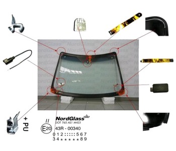 Челно стъкло NordGlass за FORD FOCUS II (DA) комби от 2004 до 2012