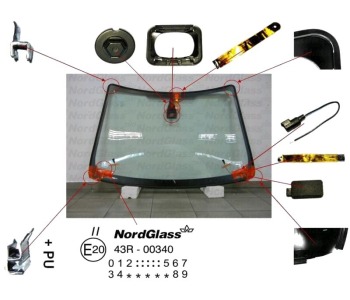 Челно стъкло NordGlass за FORD FOCUS II (DA) комби от 2004 до 2012