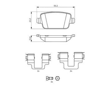 Комплект спирачни накладки BOSCH за FORD S-MAX (WA6) от 2006 до 2014