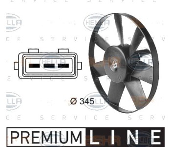 Вентилатор, охлаждане на двигателя HELLA 8EW 009 144-611 за VOLKSWAGEN POLO (6V5) комби от 1997 до 2001