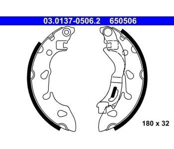 Комплект спирачни челюсти ATE за FIAT PANDA (169) от 2003 до 2012