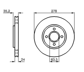 Спирачен диск вентилиран Ø278mm BOSCH за FORD SIERRA (GBC, GBG) хечбек от 1987 до 1993