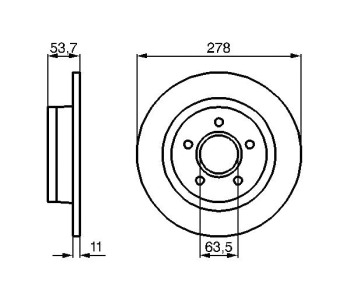 Спирачен диск плътен Ø278mm BOSCH за FORD TRANSIT CONNECT (P65, P70, P80) товарен от 2002 до 2013