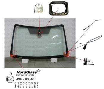 Челно стъкло NordGlass за FORD TOURNEO CONNECT пътнически от 2002 до 2013