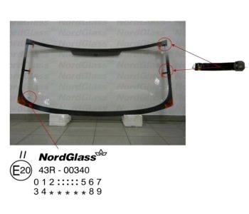 Челно стъкло NordGlass за FORD TRANSIT (FA) товарен от 2000 до 2006