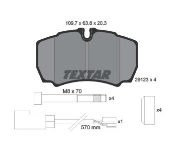Комплект спирачни накладки TEXTAR за FORD TRANSIT пътнически от 2006 до 2014