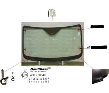 Челно стъкло NordGlass за FORD TRANSIT платформа от 2013