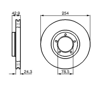 Спирачен диск вентилиран BOSCH за FORD TRANSIT (E) товарен от 1994 до 2000