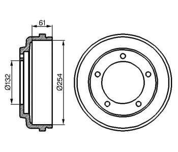 Спирачен барабан BOSCH за FORD TRANSIT (E) товарен от 1994 до 2000