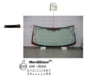 Челно стъкло NordGlass за FORD TRANSIT пътнически от 2006 до 2014