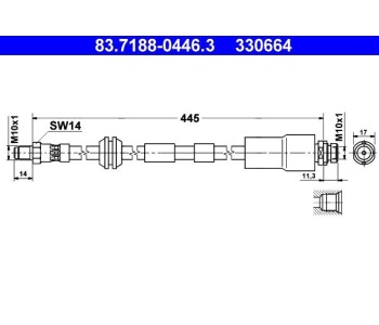 Спирачен маркуч ATE за FORD MONDEO III (B4Y) седан от 2000 до 2007