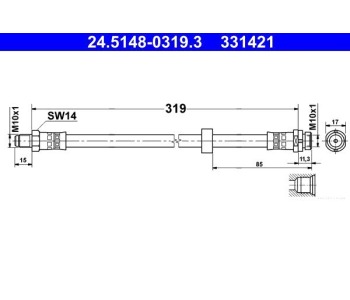 Спирачен маркуч ATE за FORD TRANSIT CONNECT (P65, P70, P80) товарен от 2002 до 2013