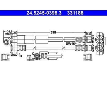 Спирачен маркуч ATE за FORD TRANSIT (E) пътнически от 1994 до 2000