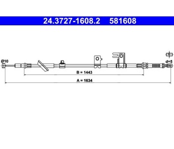 Жило ръчна спирачка ATE за HONDA JAZZ II (GD, GE3, GE2) от 2001 до 2008