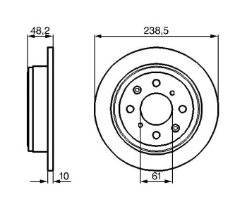 Спирачен диск плътен Ø238mm BOSCH за HONDA CONCERTO (HW, MA) хечбек от 1989 до 1996