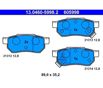Комплект спирачни накладки ATE за HONDA ACCORD III (CA) комби от 1985 до 1989