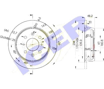 Спирачен диск плътен Ø239mm ICER за HONDA CIVIC VI (MA, MB) фастбек от 1994 до 2001