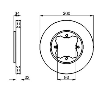 Спирачен диск вентилиран BOSCH за HONDA ACCORD V (CC, CD) седан от 1992 до 1997