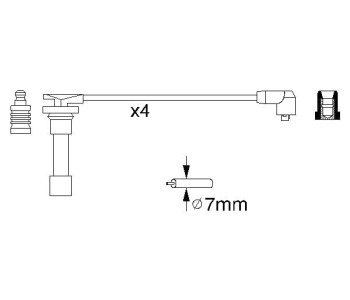 Комплект запалителни кабели BOSCH за HONDA PRELUDE V (BB) от 1996 до 2001
