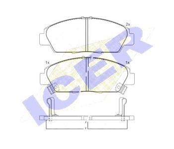 Комплект спирачни накладки Ultra Premium ICER за HONDA ACCORD V (CC, CD) седан от 1992 до 1997