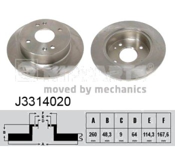 Спирачен диск плътен Ø260mm NIPPARTS за HONDA ACCORD VI (CG) купе от 1997 до 2003