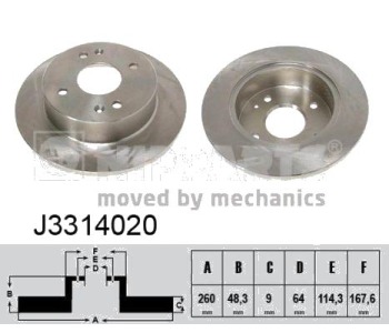 Спирачен диск плътен Ø260mm NIPPARTS за HONDA ACCORD VI (CK, CG, CH, CF8) седан от 1997 до 2003