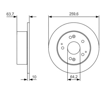 Спирачен диск плътен Ø260mm BOSCH за HONDA ACCORD VI (CK, CG, CH, CF8) седан от 1997 до 2003