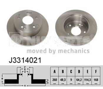 Спирачен диск плътен Ø260mm NIPPARTS за HONDA ACCORD VI (CG) купе от 1997 до 2003