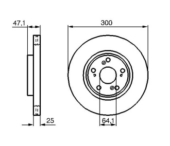 Спирачен диск вентилиран Ø300mm BOSCH за HONDA ACCORD VII (CL, CN) от 2003 до 2012