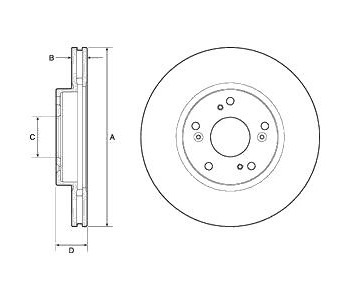 Спирачен диск вентилиран Ø282mm DELPHI за HONDA ACCORD VII (CL, CN) от 2003 до 2012