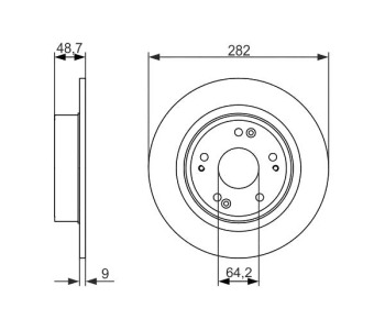 Спирачен диск плътен Ø282mm BOSCH за HONDA ACCORD VIII (CW) комби от 2008 до 2012