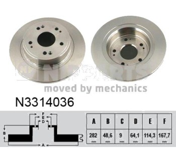 Спирачен диск плътен Ø282mm NIPPARTS за HONDA ACCORD VIII (CW) комби от 2008 до 2012