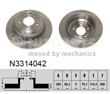 Спирачен диск плътен Ø305mm NIPPARTS за HONDA ACCORD VIII (CU) седан от 2008 до 2012