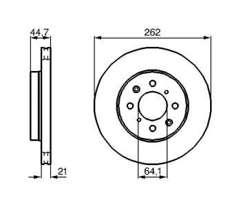 Спирачен диск вентилиран Ø262mm BOSCH за HONDA INSIGHT (ZE) от 2009 до 2014