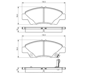 Комплект спирачни накладки BOSCH за HONDA JAZZ III (GE, GG, GP) от 2007 до 2014