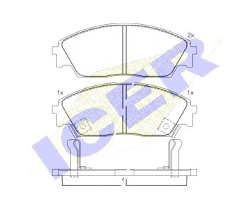 Комплект спирачни накладки Ultra Premium ICER за HONDA CIVIC IV (EC, ED, EE) хечбек от 1987 до 1993