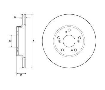 Спирачен диск вентилиран Ø280mm DELPHI за HONDA CIVIC IX (FK) хечбек от 2012 до 2015