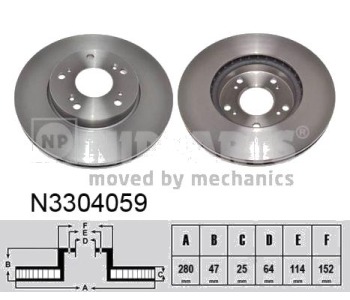 Спирачен диск вентилиран Ø280mm NIPPARTS за HONDA CIVIC IX (FK) хечбек от 2012 до 2015