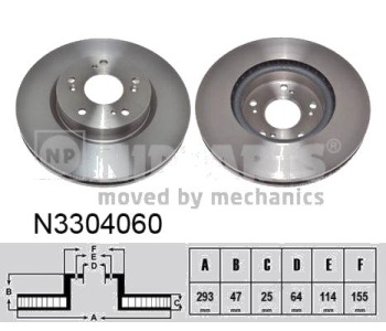 Спирачен диск вентилиран Ø293mm NIPPARTS за HONDA CIVIC IX (FK) хечбек от 2012 до 2015